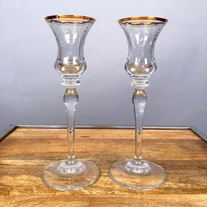 Gold Rimmed Crystal Candelsticks